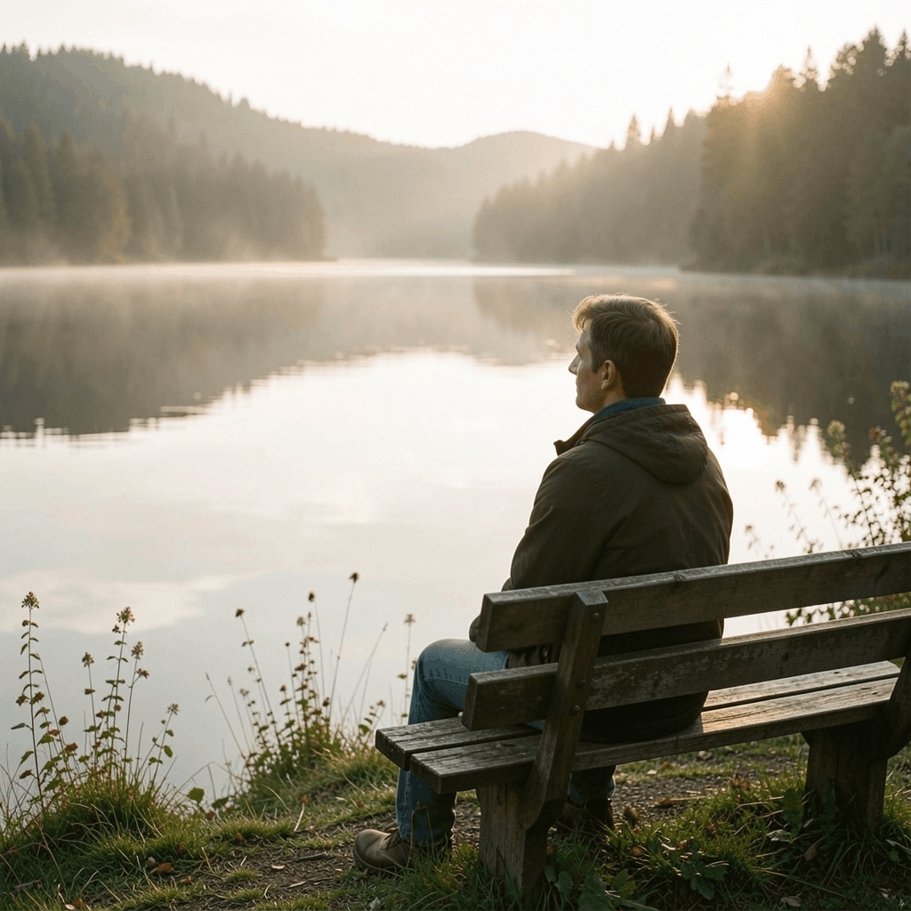 Person som reflekterar i lugn miljö